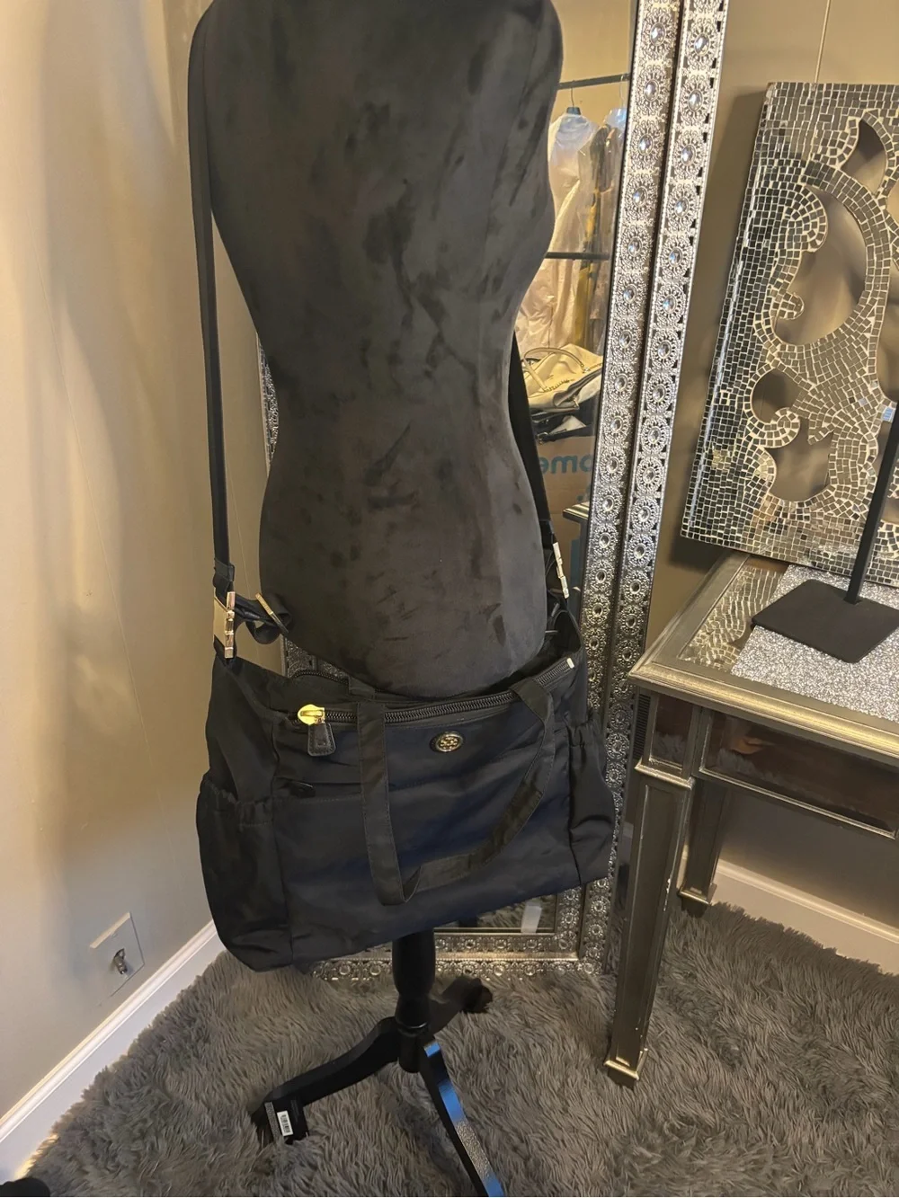 💕Tory Burch Black Nylon Weekender with Logo Medallion